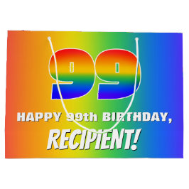 99e verjaardag: kleurrijk, vun regenboogpatroon # groot cadeauzakje
