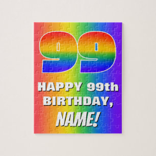 99e verjaardag: kleurrijk, vun regenboogpatroon # legpuzzel