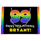 99e verjaardag: kleurrijke regenboog # 99, Naam va Groot Cadeauzakje (Voorkant)