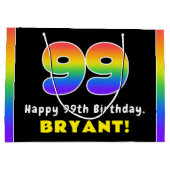 99e verjaardag: kleurrijke regenboog # 99, Naam va Groot Cadeauzakje (Achterkant)