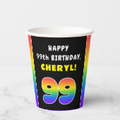 99e verjaardag: kleurrijke regenboog # 99, Naam va Papieren Bekers (Voorkant)