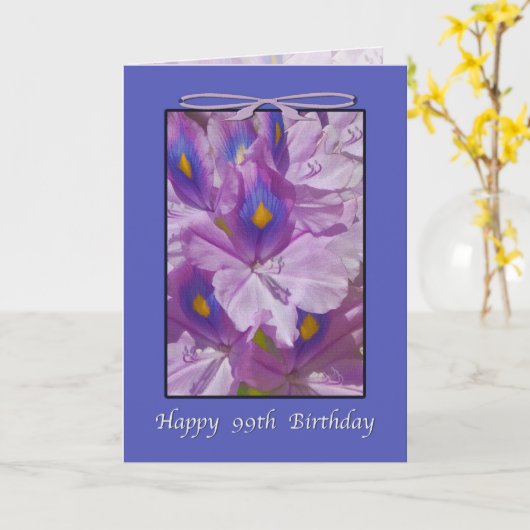 99e verjaardag, lavendellelies kaart (Gele Bloem)