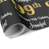 99e verjaardag: Luxurieuze Faux Gold-look # Cadeaupapier (Rol Hoek)