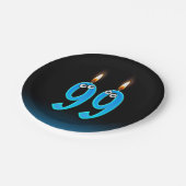 99e verjaardag met aangestoken kaarsnummers papieren bordje (Gekanteld)