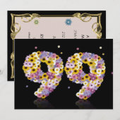 99e verjaardag, met bloembranen kaart (Voorkant / Achterkant)