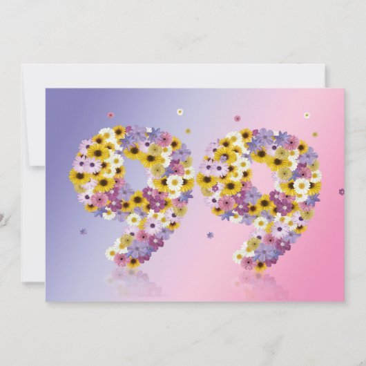 99e verjaardag, met bloembranen kaart (Voorkant)