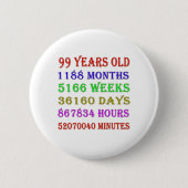 99e verjaardag Mijlpalen Ronde Button 5,7 Cm (Voorkant)