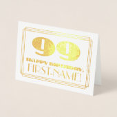 99e verjaardag; naam + Art Deco geïnspireerd look Folie Kaarten (Voorkant)