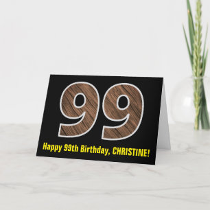99e verjaardag: Naam + Faux Wood Grain Patroon "99 Kaart