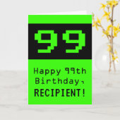 99e verjaardag: Nerdy / Geeky stijl "99" en naam Kaart (Gele Bloem)
