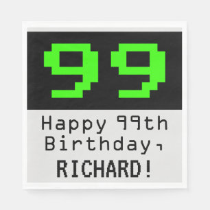99e verjaardag - Nerdy / Geeky Style "99" & naam Servet