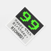 99e verjaardag - Nerdy / Geeky Style "99" & naam Servet (Hoek)