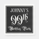 99e verjaardag Partij — Fancy Manuscript + de Naam Servet (Voorkant)