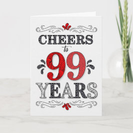 99e verjaardag Proost in rood wit zwart patroon Kaart