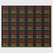 99e verjaardag: Red Digital Clock Style "99" + naa Cadeaupapier (Vlak)