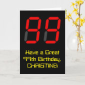 99e verjaardag: Red Digital Clock Style "99" + naa Kaart (Gele Bloem)