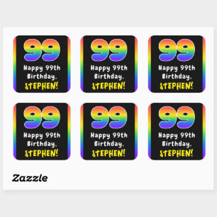 99e verjaardag: Regenboogspectrum # 99, Aangepaste Vierkante Sticker