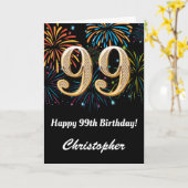 99e verjaardag regenboogvuurwerk zwart en goud kaart (Gele Bloem)