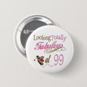 99e verjaardag ronde button 5,7 cm (Voorkant /achterkant)