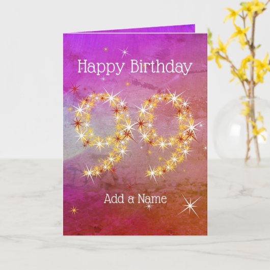 99e verjaardag - Star-nummer - Paars roze - leefti Kaart (Gele Bloem)