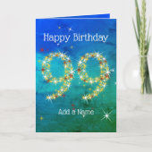 99e verjaardag - Sterrennummers - Blauw groen - Le Kaart (Voorkant)