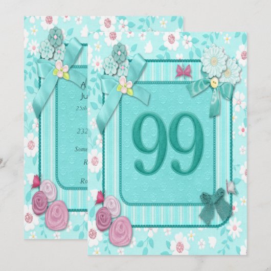 99e verjaardag uitnodiging (Voorkant / Achterkant)