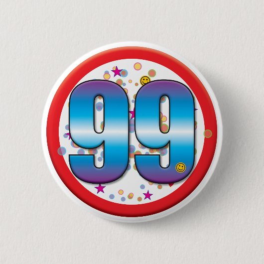 99e verjaardag v2 ronde button 5,7 cm (Voorkant)