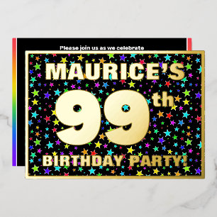 99e verjaardag van de geboorte - Fun, kleurrijk st Folie Uitnodiging