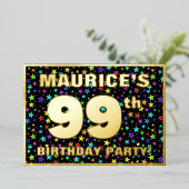 99e verjaardag van de geboorte - Fun, kleurrijk st Folie Uitnodiging (Staand Voorkant)
