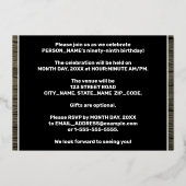 99e verjaardag: Vet, Faux Hood Grain Pattern Folie Uitnodiging (Achterkant)