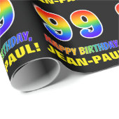 99e verjaardag: Vet, Vun, Eenvoudig, Regenboog 99 Cadeaupapier (Rol Hoek)