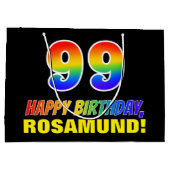 99e verjaardag: Vet, Vun, Eenvoudig, Regenboog 99 Groot Cadeauzakje (Achterkant)