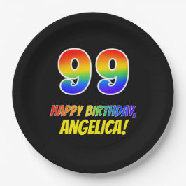 99e verjaardag: Vet, Vun, Eenvoudig, Regenboog 99 Papieren Bordje