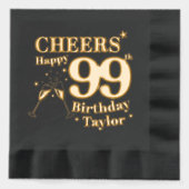 99e verjaardag viert champagneglazen folie servetten (Voorkant)