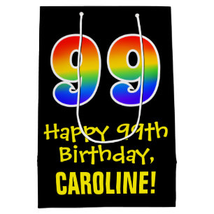 99e verjaardag: Vun, vet, kleurrijk, regenboog "99 Medium Cadeauzakje