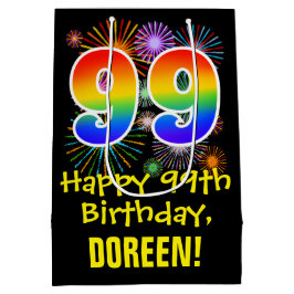 99e verjaardag: Vuurwerk Fun Pattern + Regenboog 9 Medium Cadeauzakje