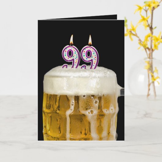 99e verjaardag zwarte bier kaart (Gele Bloem)