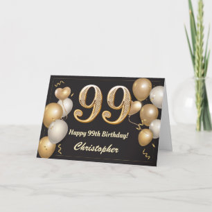99e verjaardag zwarte en gouden ballonnen op zater kaart