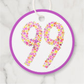 99e verjaardagsfeestje paarse gele bloem Favor Bedankjes Labels (Voorkant)