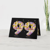 99e verjaardagskaart met bloemrijke letters kaart (Voorkant)