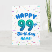 99ste ballon nummer aangepaste naam verjaardagskaa kaart (Voorkant)