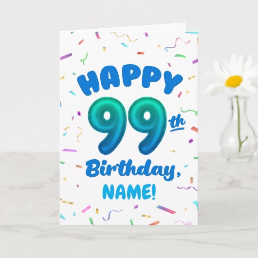 99ste ballon nummer aangepaste naam verjaardagskaa kaart (Kleine Plant)