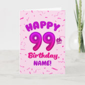 99ste ballon nummer aangepaste naam verjaardagskaa kaart (Voorkant)