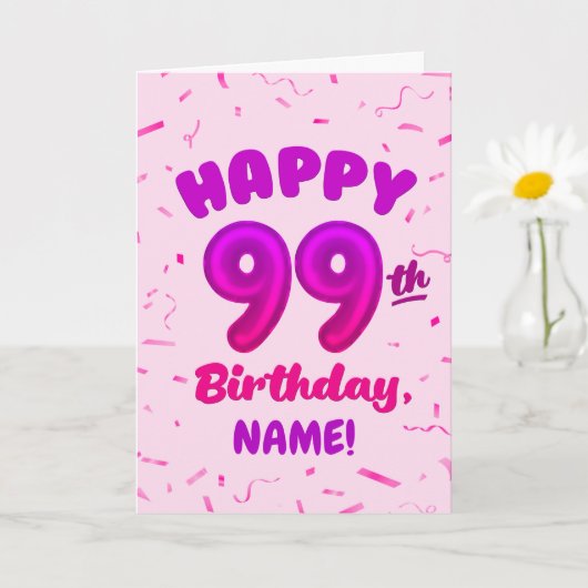 99ste ballon nummer aangepaste naam verjaardagskaa kaart (Kleine Plant)