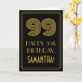 99ste verjaardag: Art Deco Geïnspireerd als "99" & Kaart (Gele Bloem)