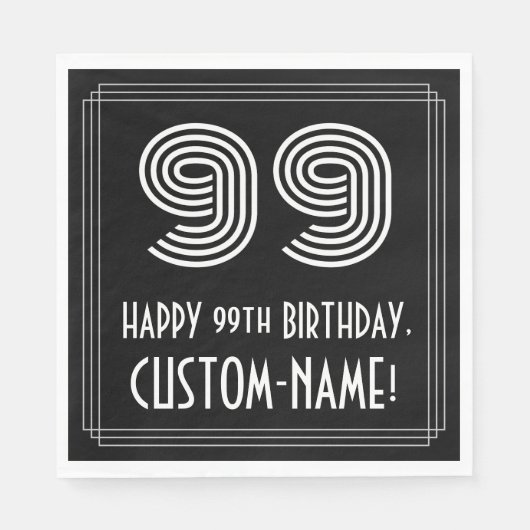 99ste verjaardag: Art Deco Geïnspireerde look "99" Servet (Voorkant)