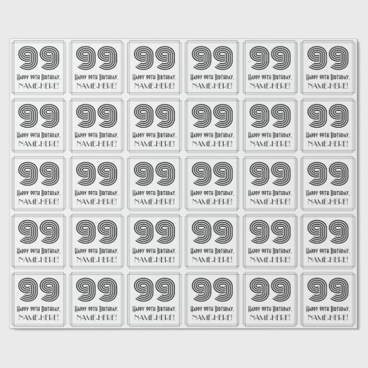99ste verjaardag: Art Deco Geïnspireerde stijl "99 Cadeaupapier (Vlak)
