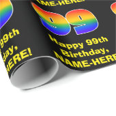 99ste verjaardag: Leuke, kleurrijke regenboog geïn Cadeaupapier (Rol Hoek)