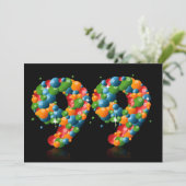 99ste verjaardag, met bubbels en ballen kaart (Staand voorkant)