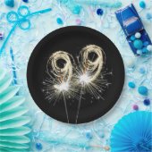 99ste verjaardag Sparklers op zwart Papieren Bordje (Feest)